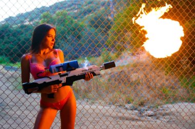 Using A FlameThrower On Filming Set Location